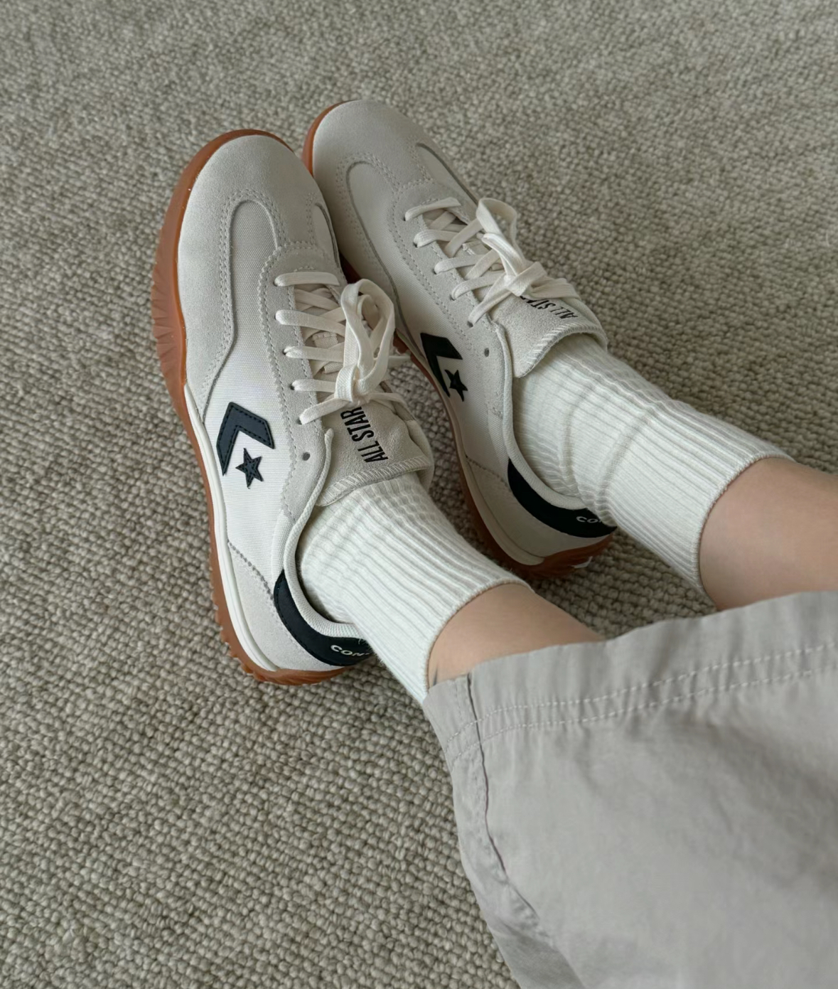 Converse Run Star Trainer 麂皮 焦糖底 復古 德訓鞋 流星鞋 Karina同款 米白色 A08262C/預購