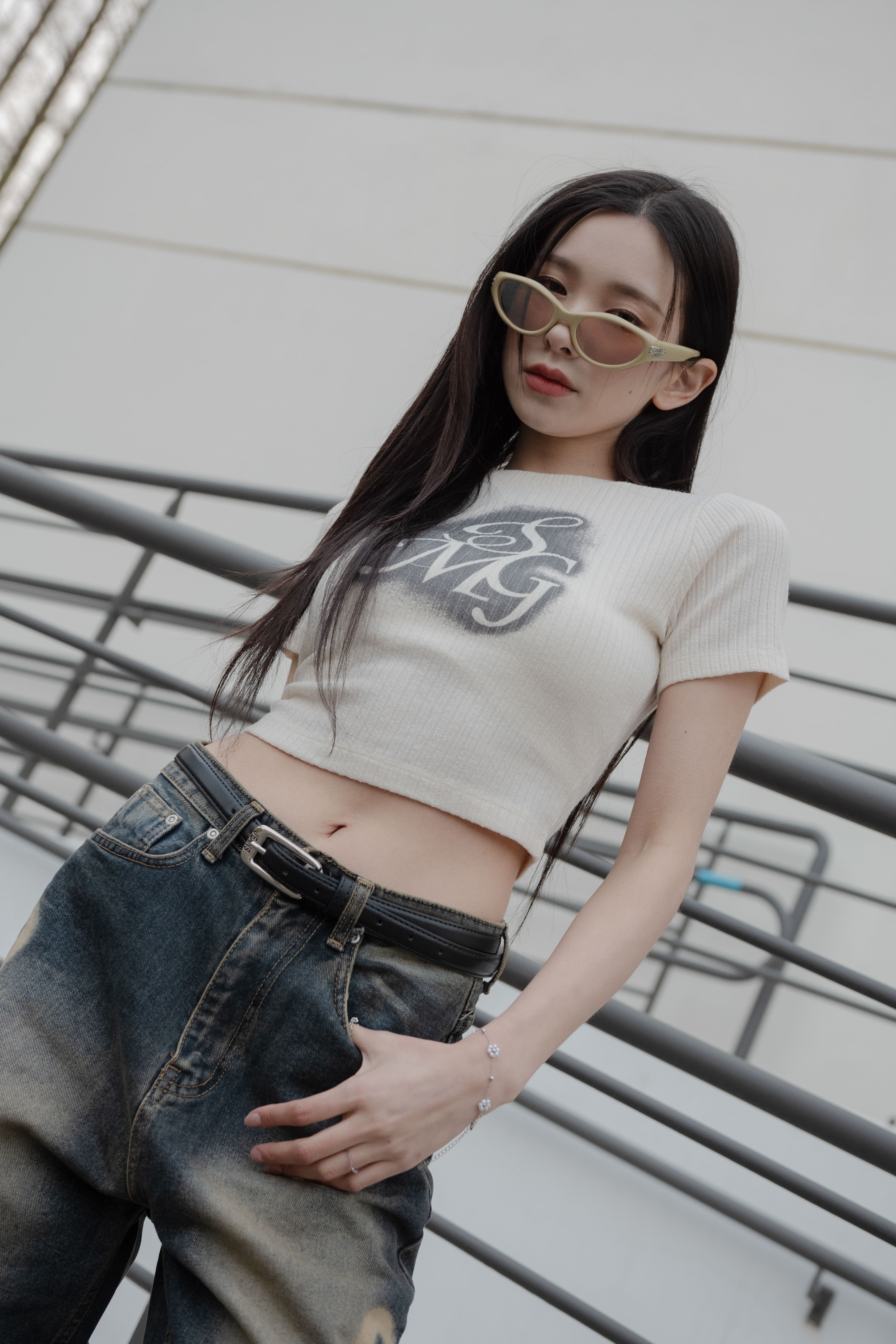 SIMON MADE GC-2406 LOGO 噴漆 針織 短版 上衣