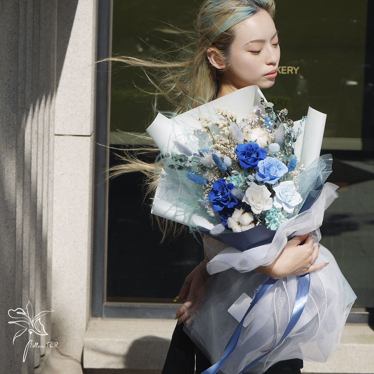 【深邃如海】5朵永生玫瑰花束