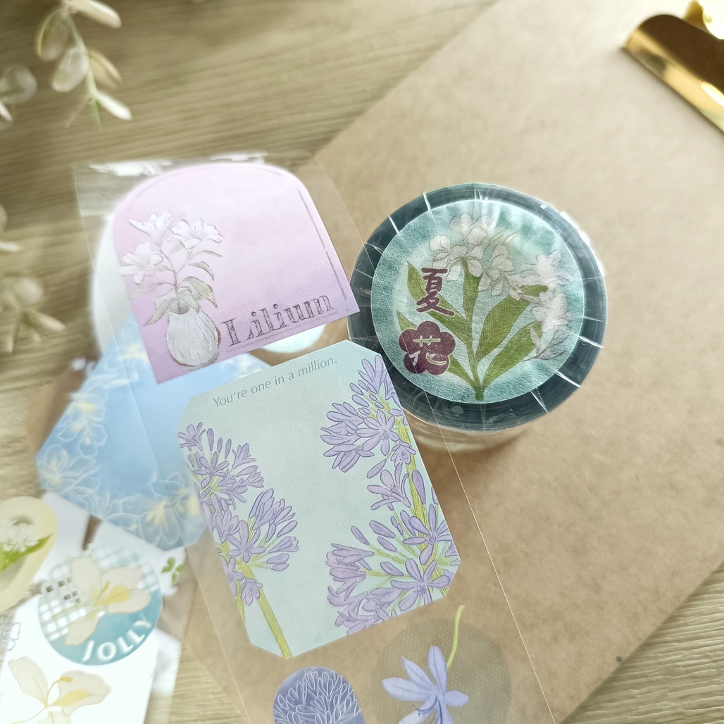 好築藝 x Fafa製造所．夏花 5cm亮面PET膠帶 <整捲/分裝>