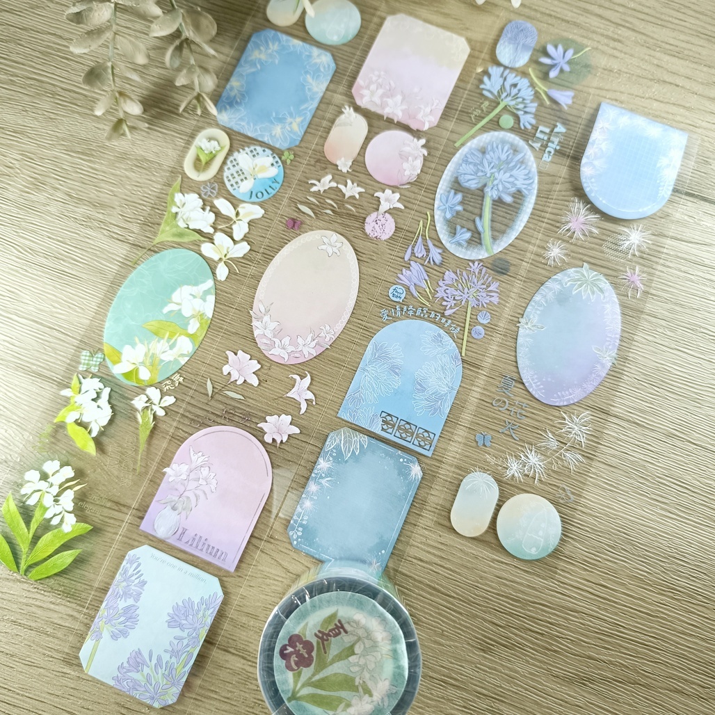 好築藝 x Fafa製造所．夏花 5cm亮面PET膠帶 <整捲/分裝>