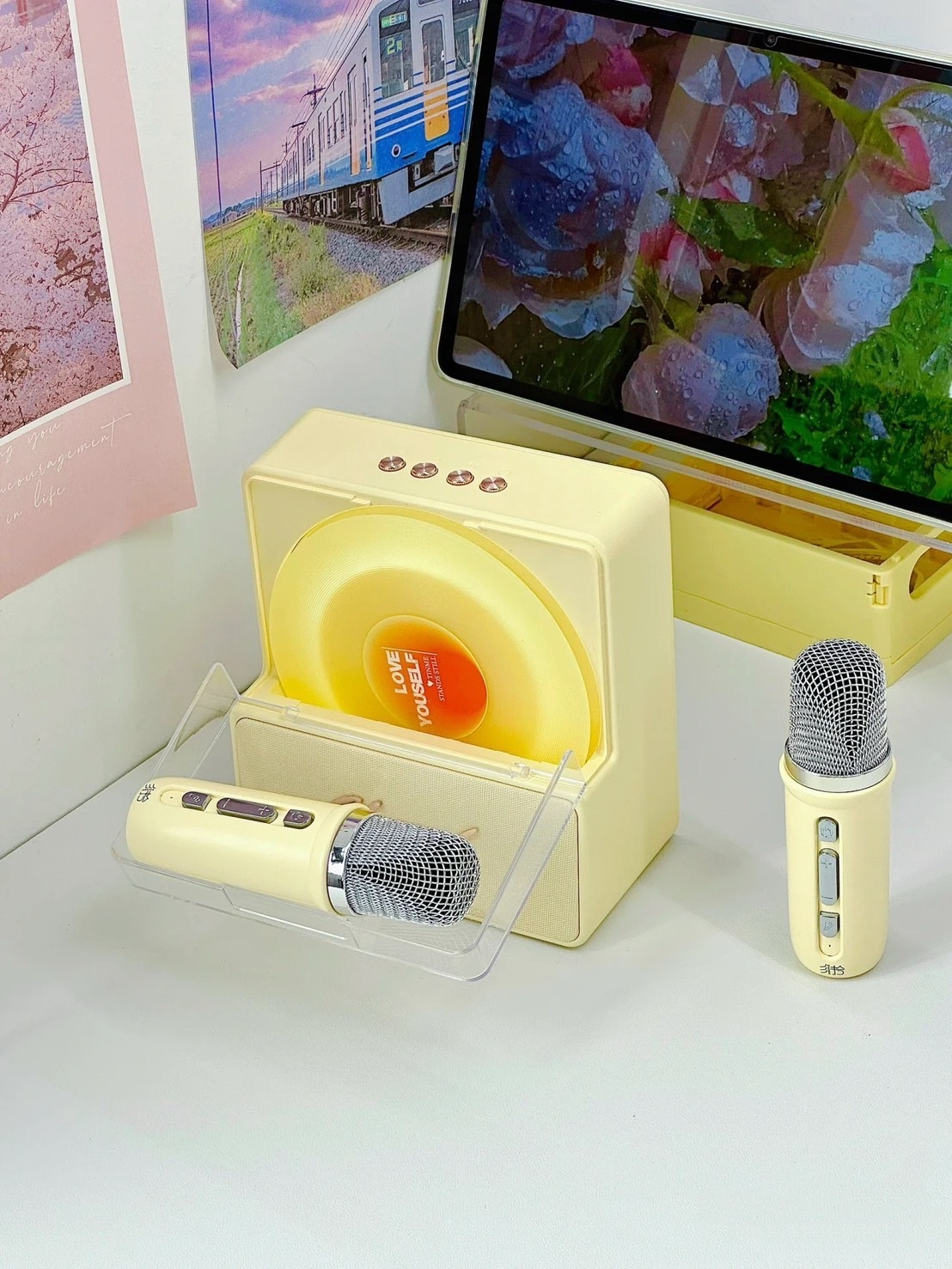 現貨 典藏 黑膠 唱片機 卡拉OK 藍芽音響 麥克風 K歌神器