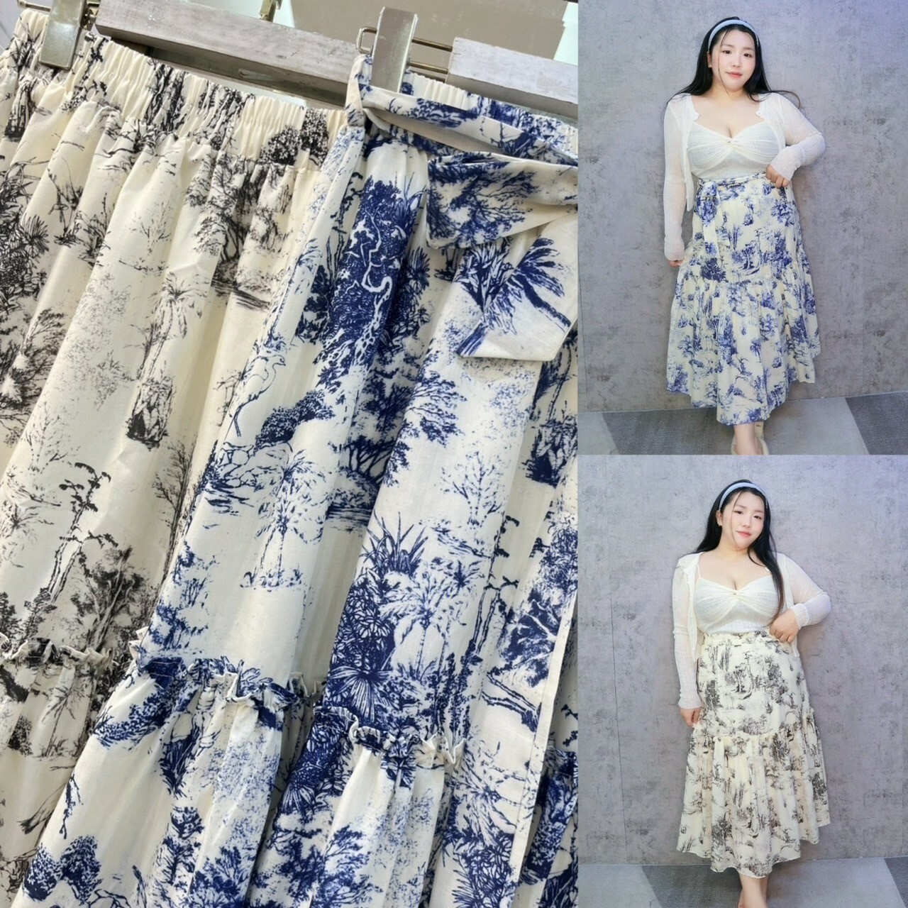 水墨青花瓷長傘裙