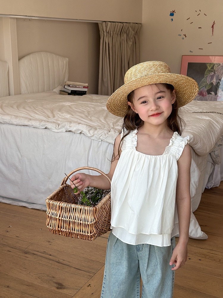 法式米白捲邊背心