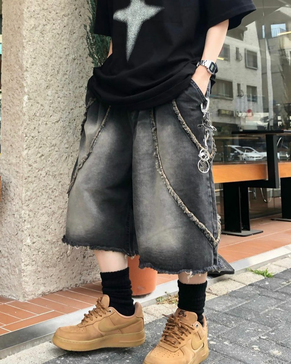 洗水流蘇牛仔短褲 UNUSED-006P