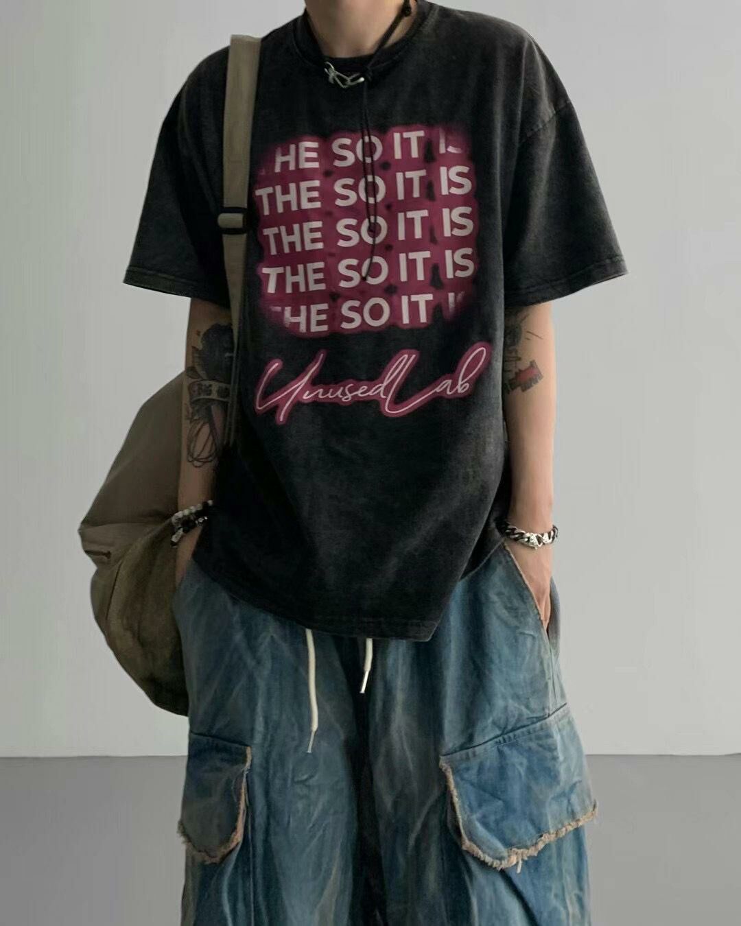 洗水英文字短袖Tee UNUSED-005T