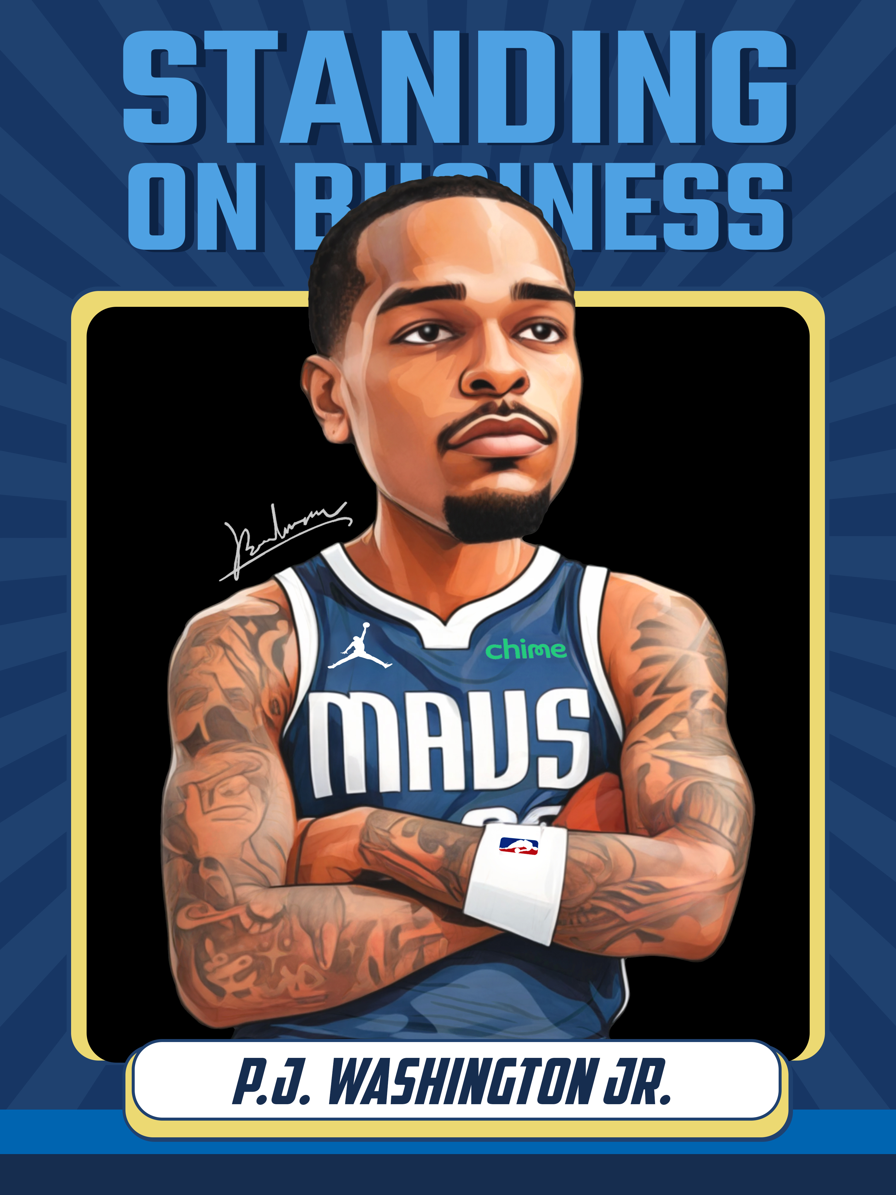 NBA短袖 PJ Washington 達拉斯小牛 季後賽經典招牌 插手短袖 非官方自製印刷短袖 全新