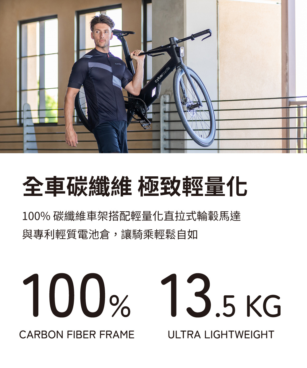 【CyberCycle】R3 - Urban Racer 百分百內走線 碳纖維極速平把公路電輔車