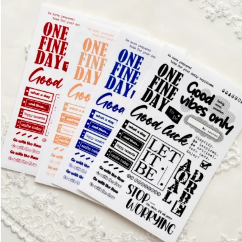 韓國 ggaggong．雜誌風格文字 透明貼紙包 共十色