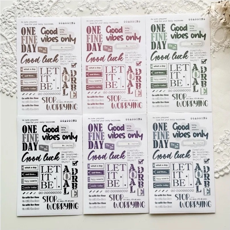 韓國 ggaggong．雜誌風格文字 透明貼紙包 共十色