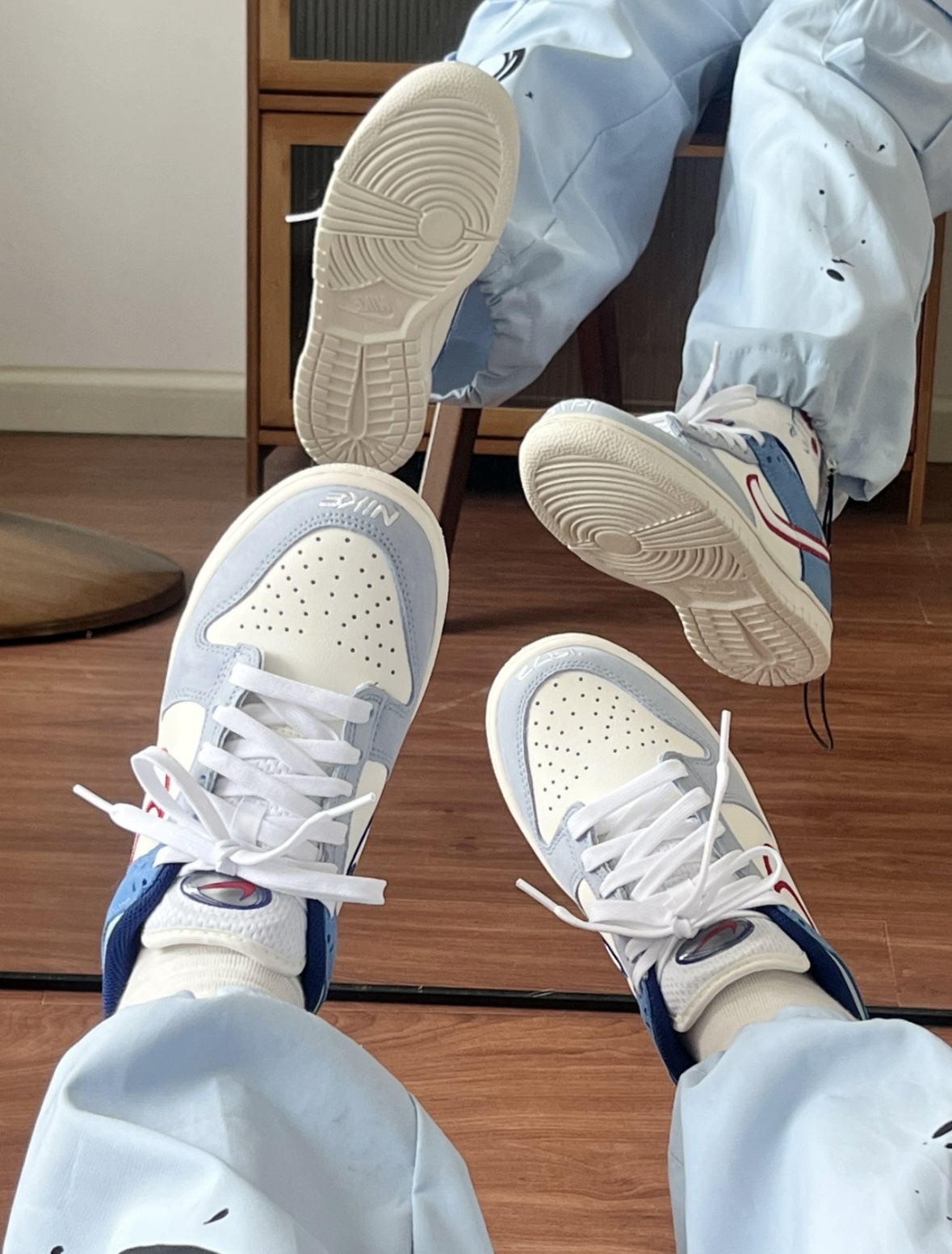 Nike Dunk Low GS 天空藍白拼接 寶寶藍 紅勾 刺繡 拼接 紅藍鴛鴦 HF5742-111/預購