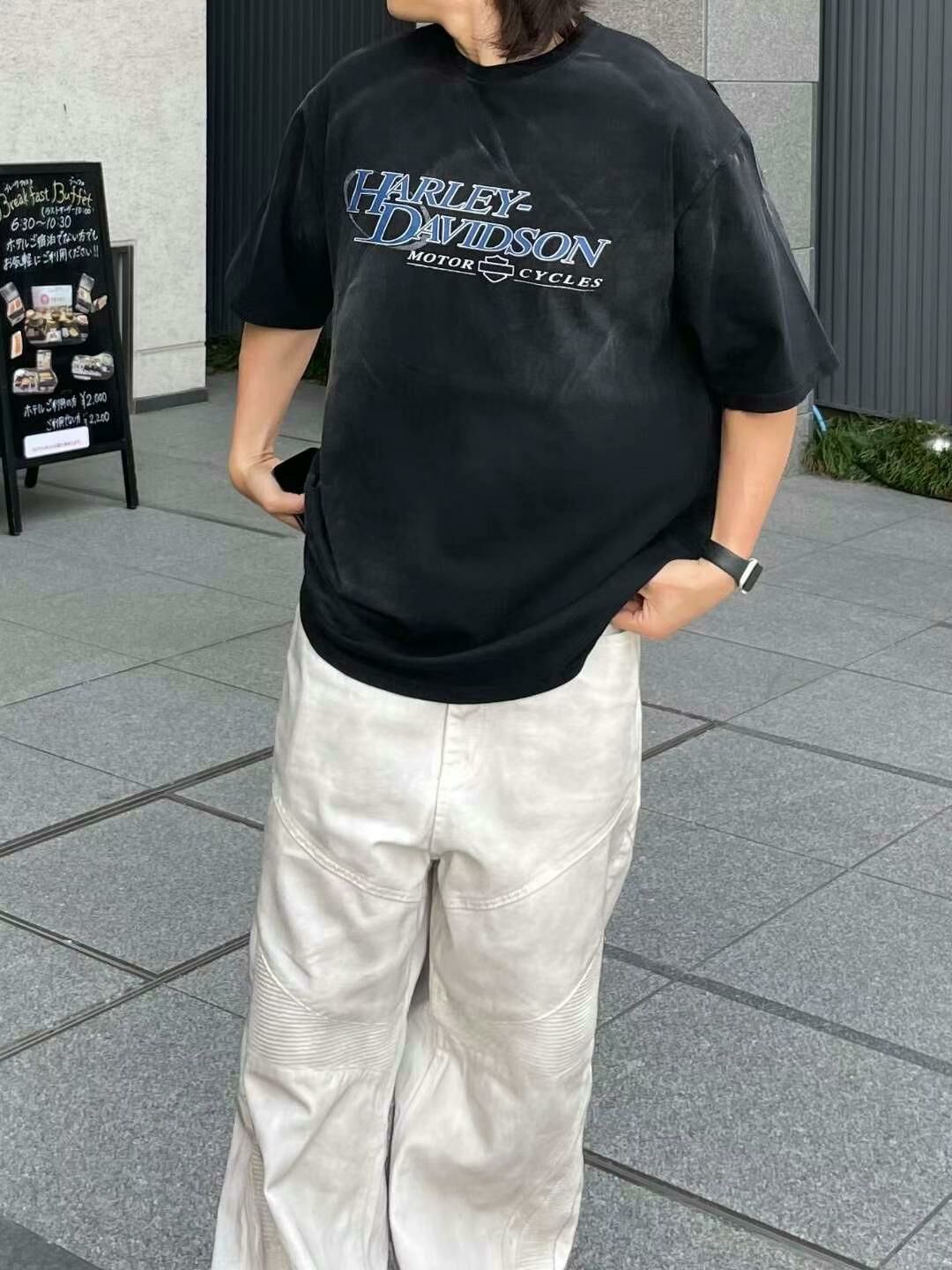 OverSize Harley Daivdson英文字紮染短袖Tee T5506