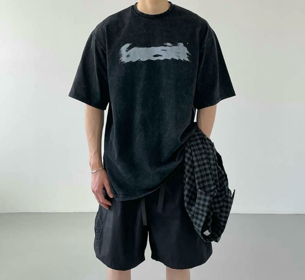 OverSize紮染英文字短袖Tee  T5509