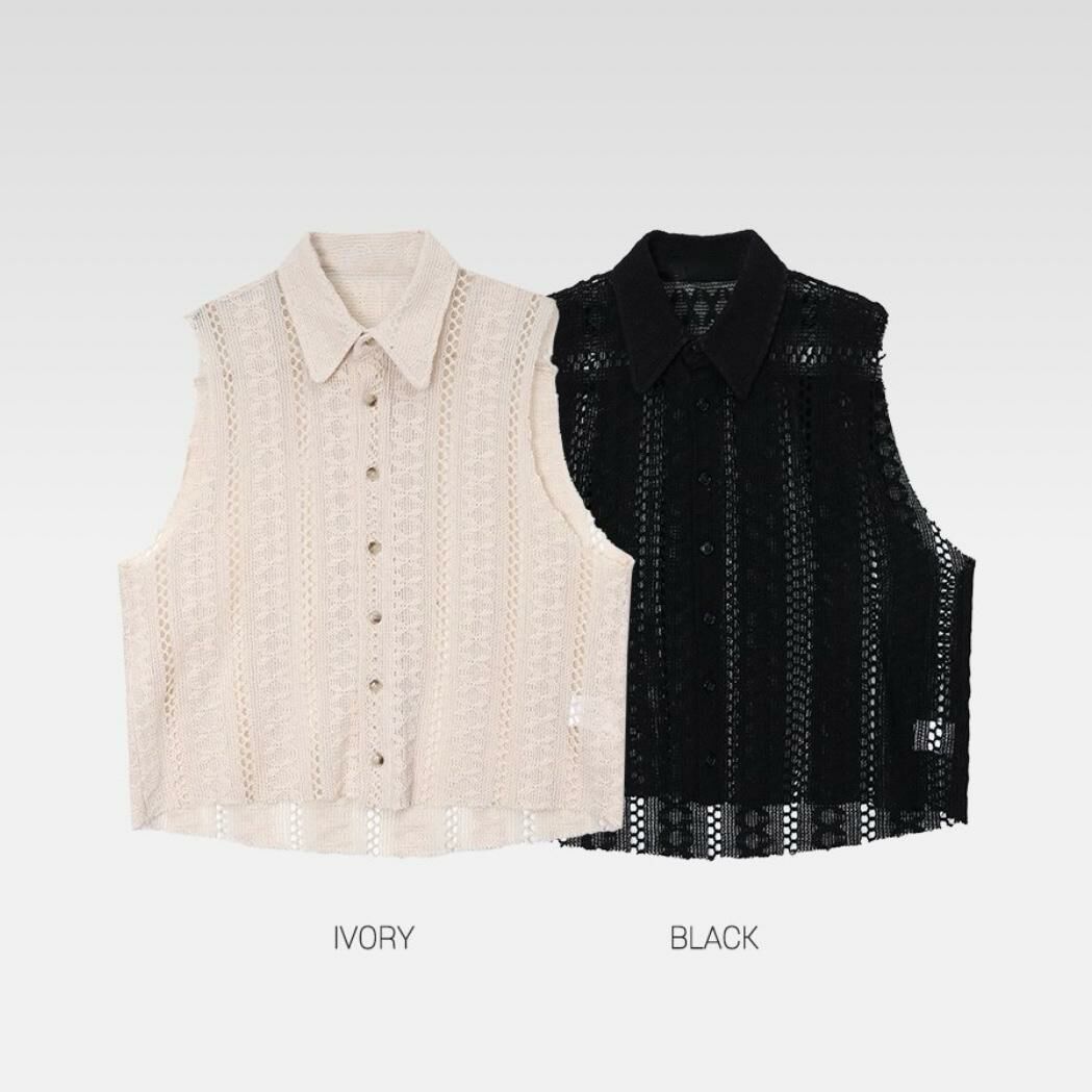 淨色通花恤衫背心 V1054