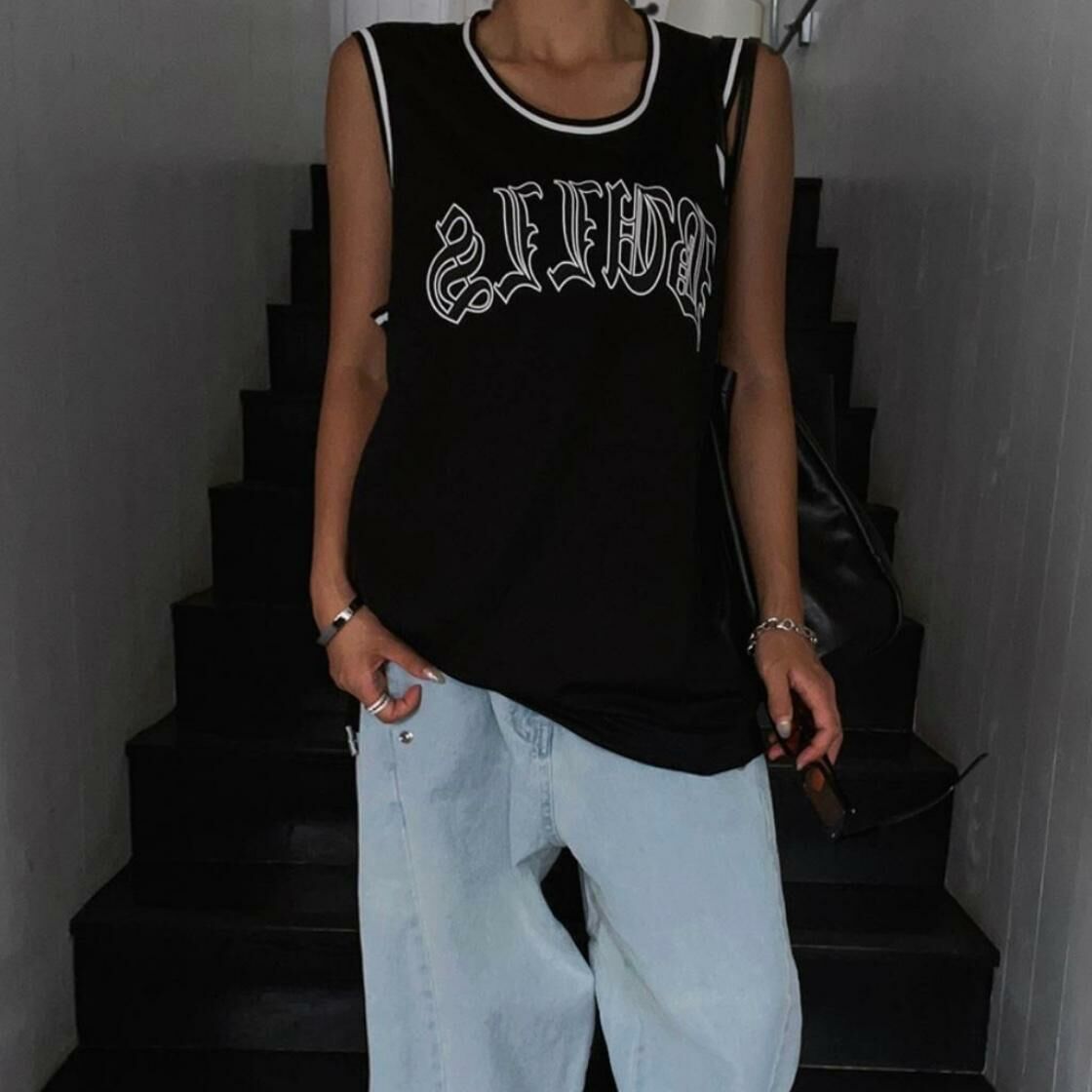 數字英文字背心 V1056