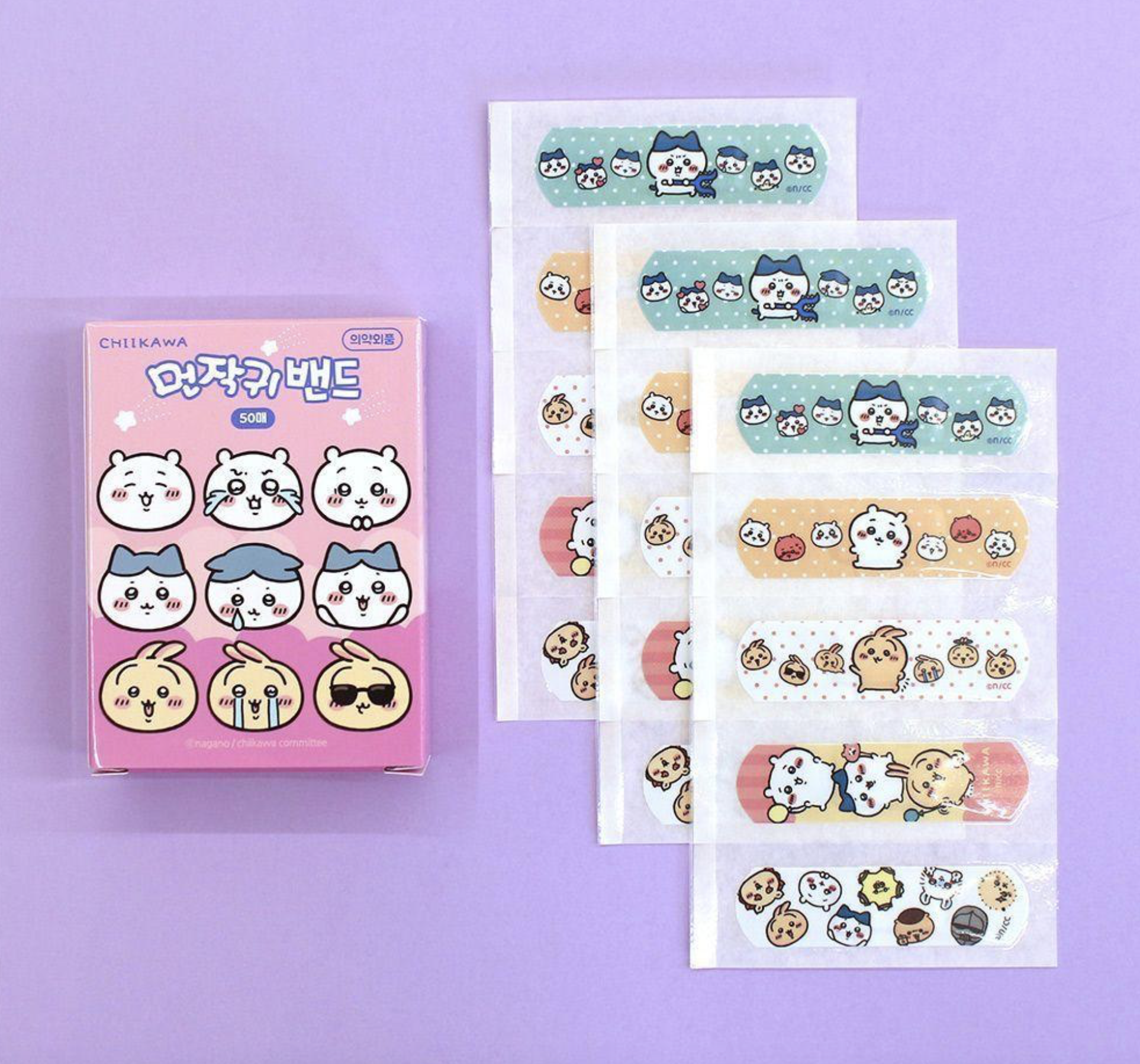 韓國製 Chiikawa 兒童膠布50片-粉色盒