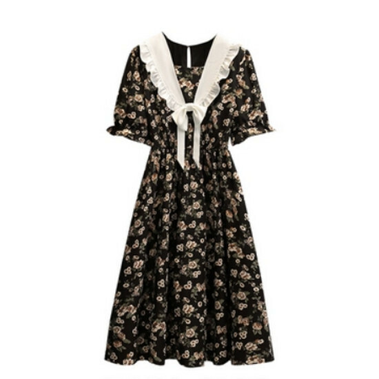 熱賣碎花連衣裙【圖片色(長款)】【L-4XL碼】（下單後請聯絡客服確認發貨尺碼）