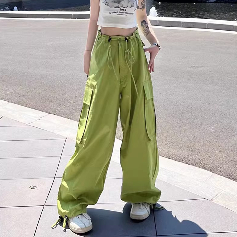Hot selling loose wide-leg high-waist straight pants (green size S-XXL) (please contact customer service to confirm the delivery size after placing the order)