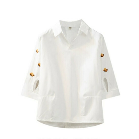 Hot selling commuter embroidered shirt [white] [L-4XL size] (please contact customer service to confirm the delivery size after placing the order)