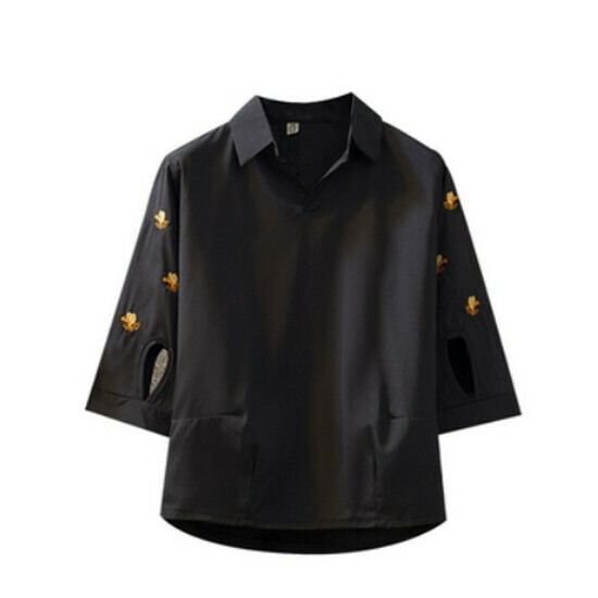 Hot selling commuter embroidered shirt [black] [L-4XL size] (please contact customer service to confirm the delivery size after placing the order)