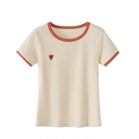 Hot selling summer playful T-shirt [Apricot] [S-2XL size] (please contact customer service to confirm the delivery size after placing the order)