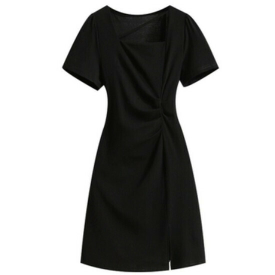 Hot Selling Slimming Square Neck Dress [Black] [M-4XL Size] (Please contact customer service to confirm the delivery size after placing the order)