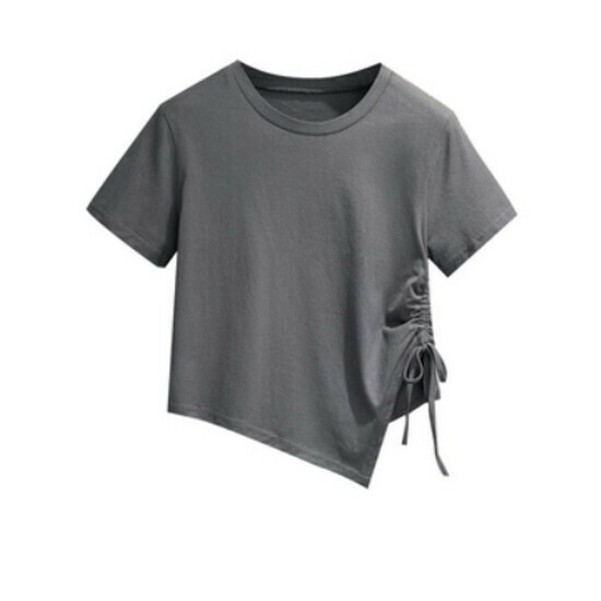 Hot selling irregular short-sleeved T-shirt [grey] [M-4XL size] (please contact customer service to confirm the delivery size after placing the order)