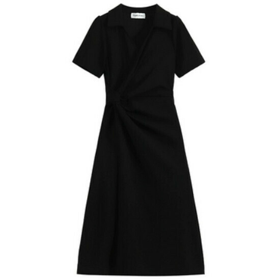 Hot selling waist A-line dress [black] [M-4XL size] (please contact customer service to confirm the delivery size after placing the order)