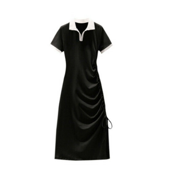 Hot selling drawstring waist dress [Black] [S-4XL size] (please contact customer service to confirm the delivery size after placing the order)