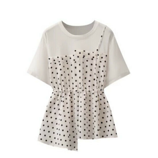 熱賣假兩件拼接T恤【白色】【M-4XL碼】（下單後請聯絡客服確認發貨尺碼）