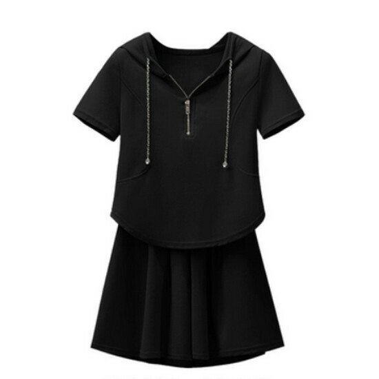 Hot selling hooded top + shorts set [black] [L-2XL size] (please contact customer service to confirm the delivery size after placing the order)