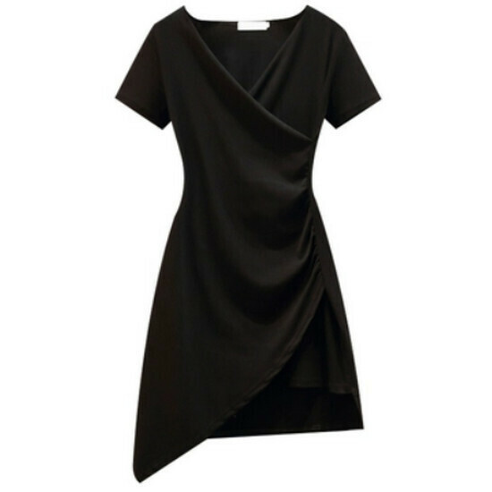 Hot selling waist V-neck dress [black] [S-4XL size] (please contact customer service to confirm the delivery size after placing the order)