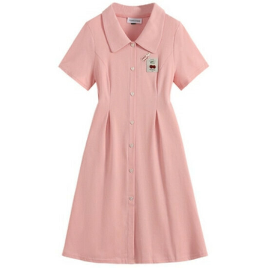 Hot selling polo collar dress [pink] [size L-4XL] (please contact customer service to confirm the delivery size after placing the order)