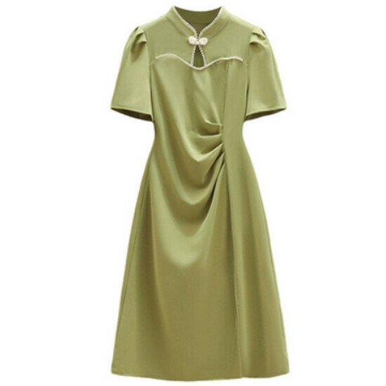 Hot selling improved cheongsam dress [green] [M-4XL size] (please contact customer service to confirm the delivery size after placing the order)