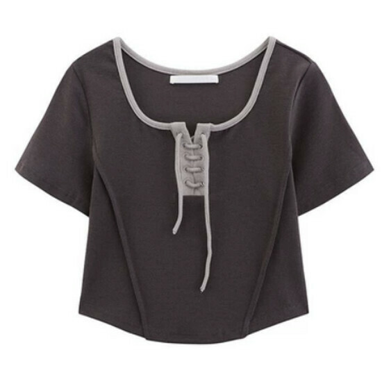 Hot selling short right shoulder short sleeve T-shirt [dark gray] [M-2XL size] (please contact customer service to confirm the delivery size after placing the order)