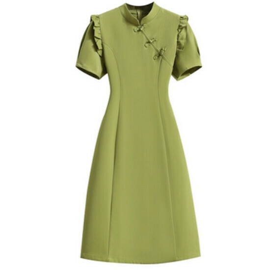 Hot selling improved cheongsam dress [green] [M-4XL size] (please contact customer service to confirm the delivery size after placing the order)