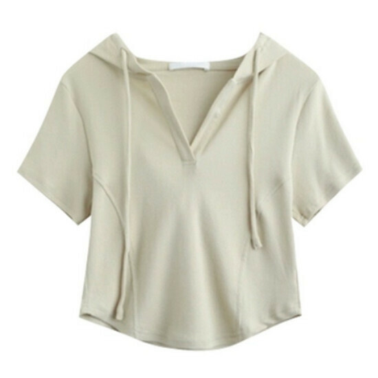 Hot selling hooded short-sleeved T-shirt [Apricot] [M-3XL size] (please contact customer service to confirm the delivery size after placing the order)