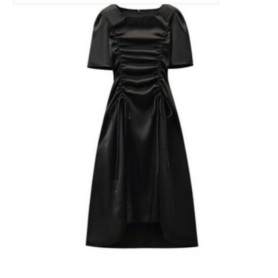 Hot selling drawstring dress [black] [M-4XL size] (please contact customer service to confirm the delivery size after placing the order)