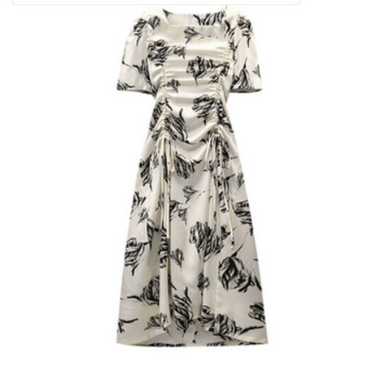 Hot selling drawstring dress [Apricot] [M-4XL size] (please contact customer service to confirm the delivery size after placing the order)