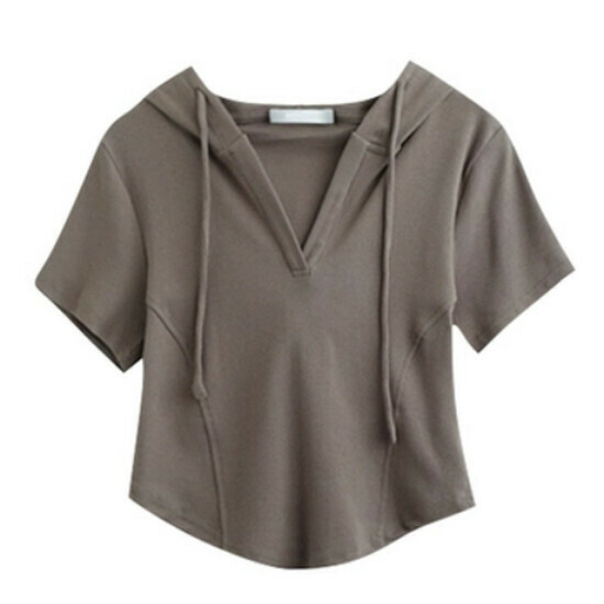 Hot selling hooded short-sleeved T-shirt [Light Brown] [M-3XL size] (please contact customer service to confirm the delivery size after placing the order)