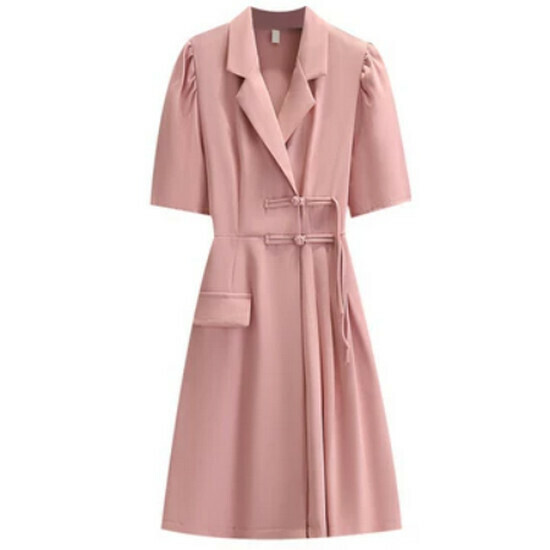 Hot selling buckle waist dress [pink] [M-4XL size] (please contact customer service to confirm the delivery size after placing the order)