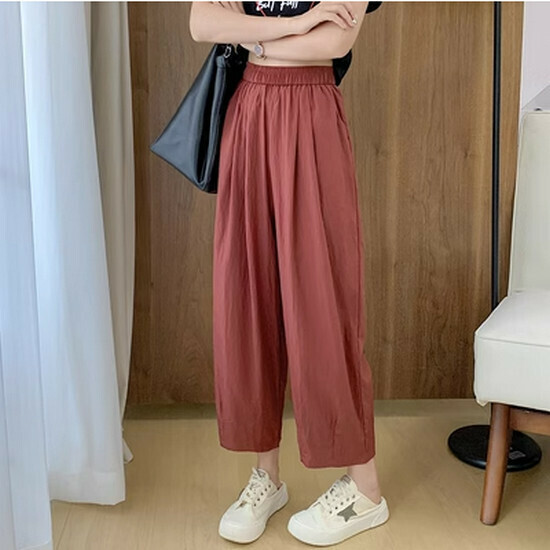 Hot selling cotton and linen wide-leg pants [burgundy] [S-XL sizes] (please contact customer service to confirm the delivery size after placing the order)
