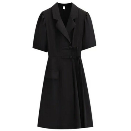 Hot selling buckle waist dress [black] [M-4XL size] (please contact customer service to confirm the delivery size after placing the order)