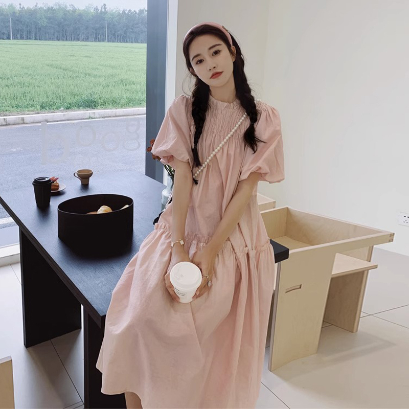 Hot selling puff sleeve dress (pink size S-XL) (please contact customer service to confirm the delivery size after placing the order)