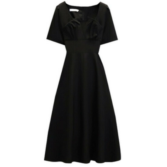 Hot seller collar waist dress [black] [M-4XL size] (please contact customer service to confirm the delivery size after placing the order)