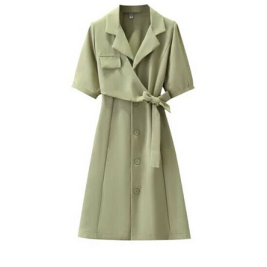 Hot selling suit collar dress [green] [M-4XL size] (please contact customer service to confirm the delivery size after placing the order)