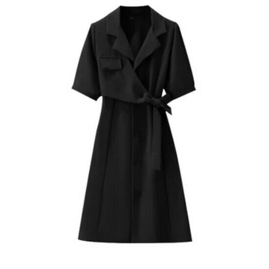 Hot selling suit collar dress [black] [M-4XL size] (please contact customer service to confirm the delivery size after placing the order)