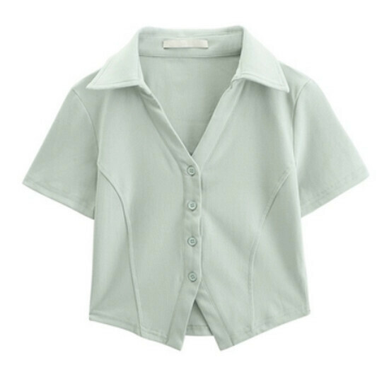 Hot selling irregular short-sleeved T-shirt [light green] [M-2XL size] (please contact customer service to confirm the delivery size after placing the order)