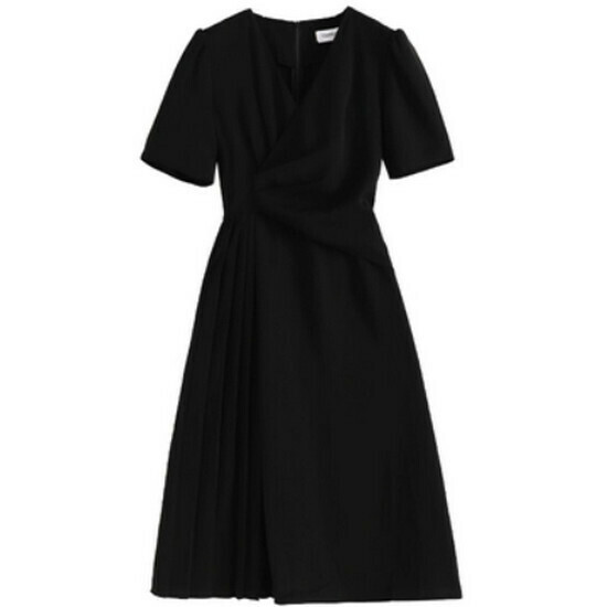Hot selling pleated waist dress [black] [L-4XL size] (please contact customer service to confirm the delivery size after placing the order)