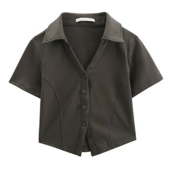 Hot selling irregular short-sleeved T-shirt [dark gray] [M-2XL size] (please contact customer service to confirm the delivery size after placing the order)